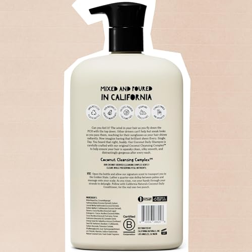 California Naturals Shampoo, Scalp and Hair Care for Women and Men, Coconut Cleansing Complex, Natural, Vegan, Cruelty, Silicone, Paraben, and Sulfate Free Shampoo, All Hair Types, 16.5 fl oz