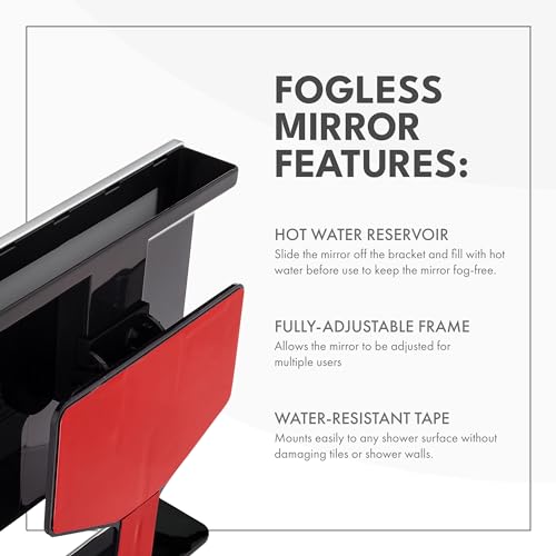 ToiletTree Products Fogless Shower Mirror with Squeegee - Anti-Fog Mirror - Adjustable Shaving Mirror with a Squeegee - Rust-Proof, Impact-Resistance Bathroom Shower Mirror