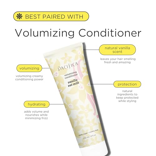 Pacifica Hair Mousse - Vanilla Oat Milk – Light Hold for Soft Volume & Hydration with Touchable Hold, Delightful Vanilla Scent, Vegan & Cruelty-Free, 5 fl oz