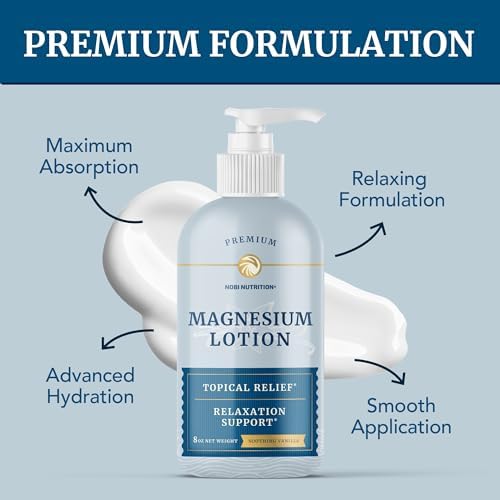 Magnesium Lotion to Relieve Muscle Cramps & Soreness | Calming & Recovery Support, Muscle Relaxation | Topical Magnesium Cream for Leg Cramps | Maximum Absorption | with Shea Butter | 8 fl oz.