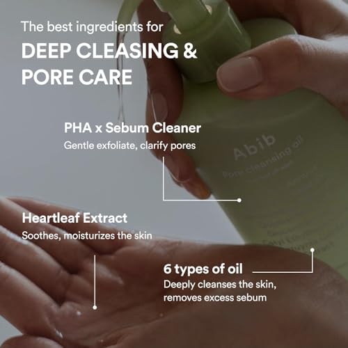 Abib Pore Cleansing Oil Heartleaf Oil-Wash 7.10 fl oz / 210ml I Gentle Cleansing Oil for Sensitive Skin, Mild Cleanser, Blackheads, Pore Care, Double Cleansing, Korean Skincare