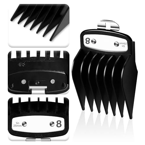 CR8GR8 for Wahl Clipper Guards Set, 10 Pcs Compatible with Wahl Guards for Clippers from 1/16” to 1”, Universal Barber Guards with Metal Clip fits for All Wahl Clippers Combs #3170-400, Black