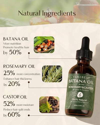 YANIBEST Batana Castor Oil, 100% Pure Natural Hair Oil for Strengthening Hair, Nourish and Repair Damaged Hair, Improve Scalp Health