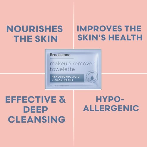 Brookstone Individual Makeup Remover Wipes - Ultra Soft, Makeup Remover Wipes Individually Wrapped, Gently Cleanse & Remove Makeup, 40 Count Makeup Wipes Individually Wrapped