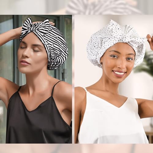 Yanibest Non-Slip Shower Cap for Women, Adjustable Luxury Waterproof Shower Cap, Reusable Cute Shower Cap Hair Cap to Keep Hair Dry