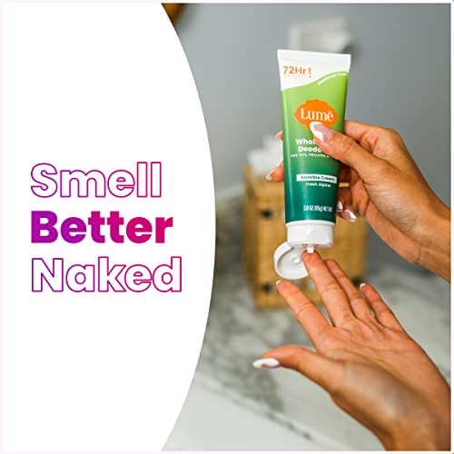 Lume Whole Body Deodorant - Invisible Cream Tube - 72 Hour Odor Control - Aluminum Free, Baking Soda Free, Skin Safe - 3.0 ounce (Fresh Alpine)