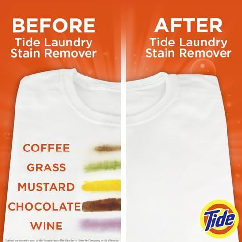 Tide Laundry Stain Remover Spray with Oxi | Stain Remover for Clothes, Carpet, Upholstery, Pet Bedding | Stain Treater Spray for Tough Stains from Wine, Coffee, Grease | 22 Fl Oz (Pack of 2) & 3 Fl Oz