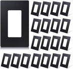 ELEGRP Matte Black 1-Gang Screwless Decorative Wall Plates, Standard Size Unbreakable Thermoplastic Faceplate Cover for Decorator Receptacle Outlet Switch, UL Listed (20 Pack)