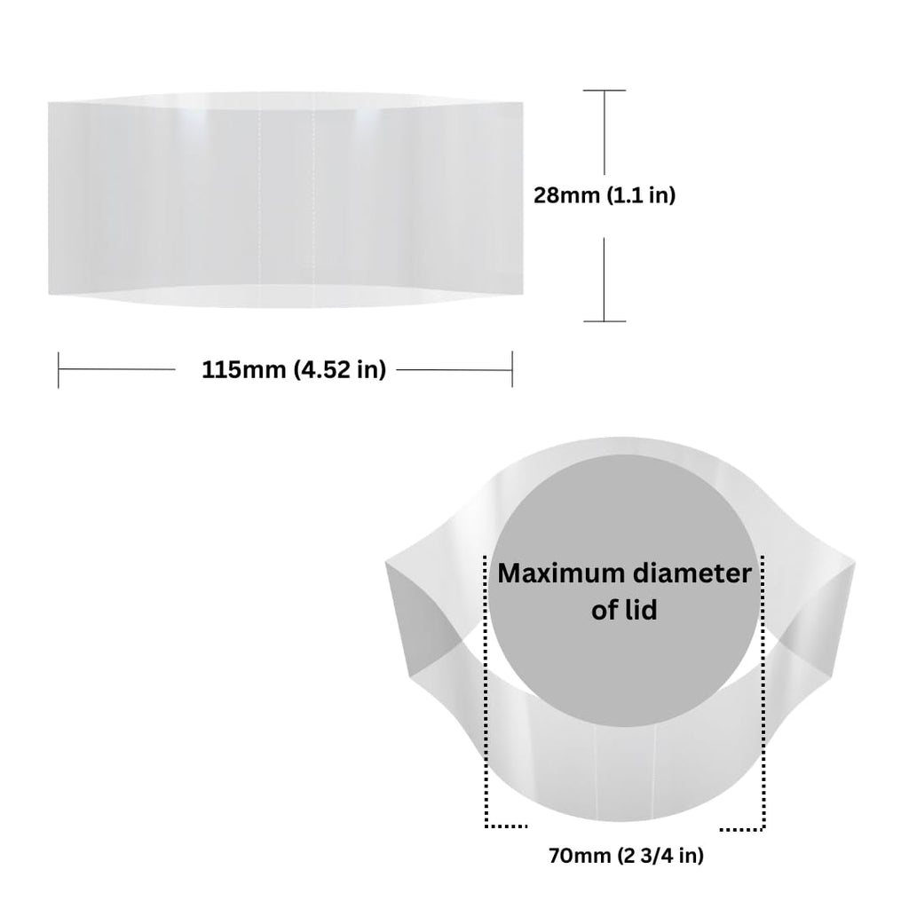 Supplement and Supply 115 x 28 mm Clear Perforated Shrink Band for Cosmetic Jars, Plastic Jars & Regular-Mouth Mason Jars [Cap Diameter: 2 3/4"] Pack of 100