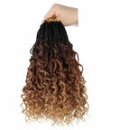 8 Packs Goddess Box Braids Crochet Hair Crochet Box Braids with Curly Ends Boho Bohemian Box Braid Hair (1B/30/27, 12 inch 8 pack)