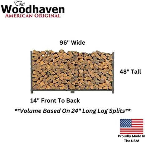Woodhaven 8 Foot 1/2 Cord Firewood Log Rack With No Cover - Made In USA - Outdoor Use Lifetime Structural Warranty - Black Texture Powder Coat Finish - Made With Heavy Duty Steel (No Cover)