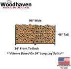 Woodhaven 8 Foot 1/2 Cord Firewood Log Rack With No Cover - Made In USA - Outdoor Use Lifetime Structural Warranty - Black Texture Powder Coat Finish - Made With Heavy Duty Steel (No Cover)