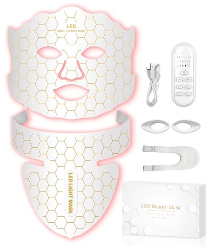 Yahi Red Light Therapy for Face, Led Face Mask Light Therapy, 7 Colors LED Face & Neck Mask Light Therapy At Home, White