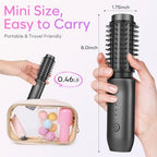 Cordless Curling Iron Brush, 2024 New Portable Travel Curling Iron Mini Brush for Women, 7000Mah USB Rechargeable Curling Wand Brush with Negative Ion, Black