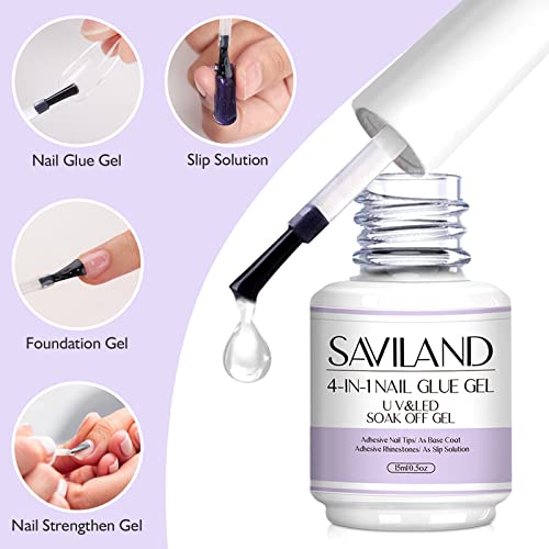 SAVILAND 30ML Gel X Nail Glue U V Light: 2 Pcs Gel Nail Glue and U V Nail Lamp for Nails, Gel X Nail Kit with Lmap Fast Curing Nail Glue for Gel X Extension DIY Home Nail Art