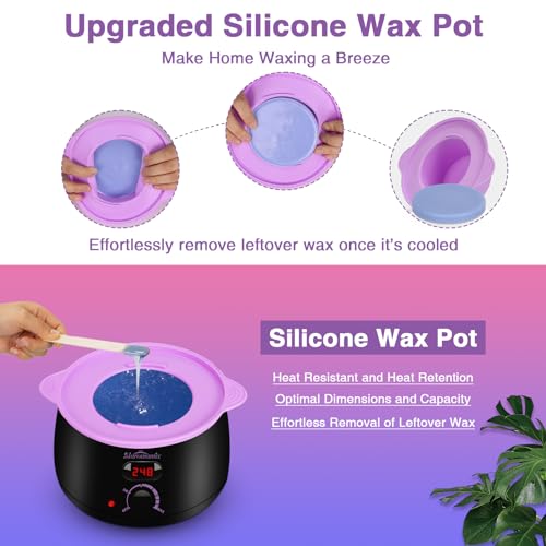Waxing Kit -Digital Wax Warmer Machine for Hair Removal with 4 Packs of Hard Wax Beads & Silicone Wax Pot for Full Body, Legs, Face, Eyebrows, Bikini, Brazilian at Home Waxing Kit for Women Men