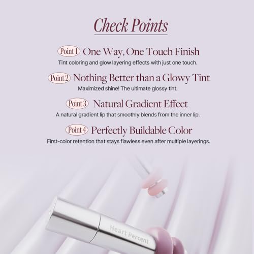 Heart Percent Dote On Mood One Way Glowy Tint, Glass-like High Shine Glossy Finish w/Long-Lasting Luminous Color Lip Stain for Glowy Look, #10.Fig Jam
