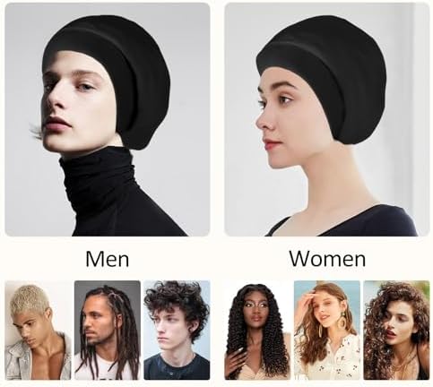 Satin Bonnet Silk Lined Sleep Cap- Adjustable Hair Cover for Women Men Frizzy Hair Night Cap Patients Care
