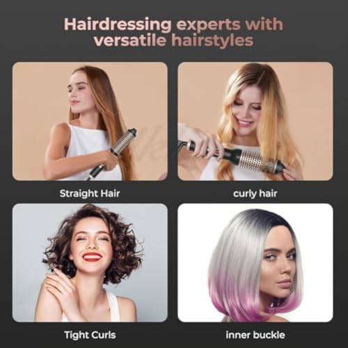 IUI Beauty Thermal Brush, 3-in-1 Pro Negative Ion Two PTC Heaters Thermal Brush, IUI Beauty 3-in-1 Negative Ion Perfect Style in 30 Seconds, Snag-Free Bristles for A Smooth (Black)