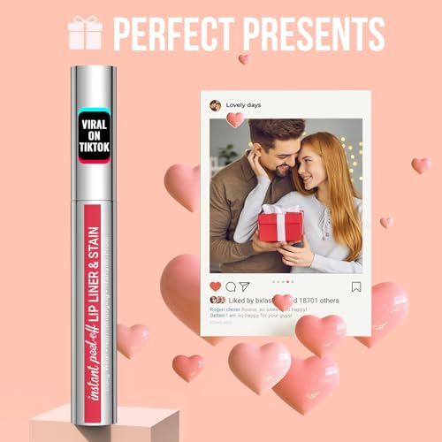 iMethod Lip Stain - Lip Liner Stain, Peel Off Lip Stain with Tweezer, Natural Long Lasting Lip Stain Peel Off, Waterproof, Easy to Use, Stay On All Day, Rose