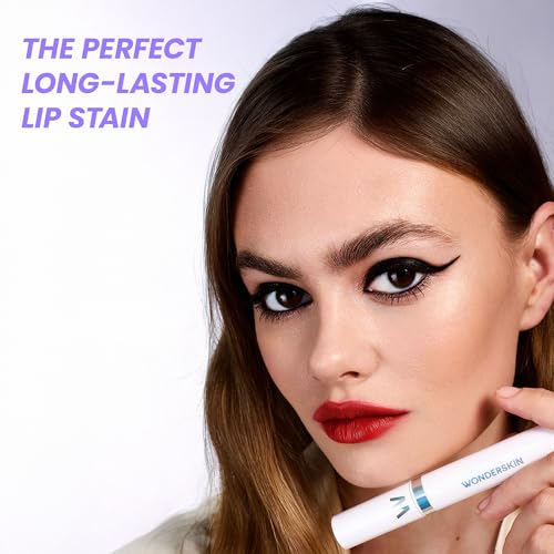 Wonderskin Wonder Blading Lip Stain Peel Off and Reveal Kit - Long Lasting, Waterproof Red Lip Tint, Transfer Proof Natural Makeup Stain Kit (Playful)