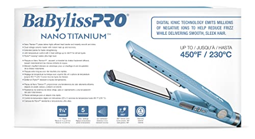 BabylissPRO Nano Titanium Ionic Hair Straightener, Professional Flat Iron For All Hair Types