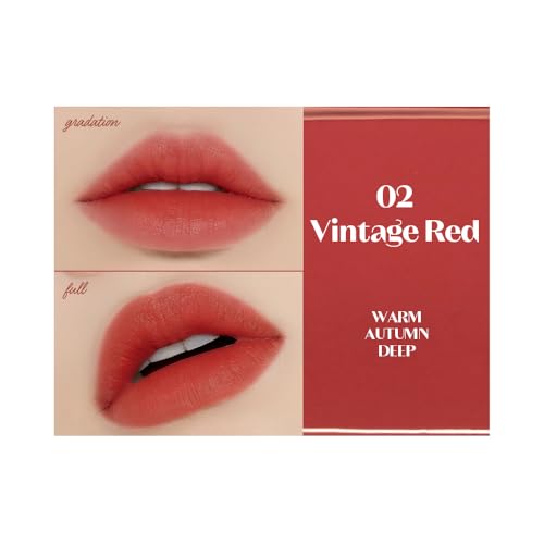 ETUDE Fixing Tint #02 Vintage Red (4g) | Long Lasting High Pigmented Liquid Lipstick | Waterproof Lightweight Matte Finish Lip Stain | Full Coverage | Korean Makeup, Kbeauty