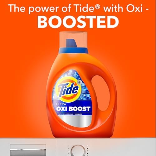 Tide Ultra Oxi Boost Liquid Laundry Detergent, 92 fl oz, 65 Loads, Advanced Stain Remover, Laundry Detergent Liquid with Extra Oxi Power