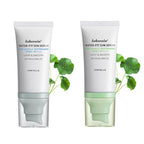 2 Pcs Centella Sunscreen, Lasting Lightweight Hydrating Centella Water-Fit Sun Serum SPF50 for All Skin Type and UV Defense.(Blue & Green)