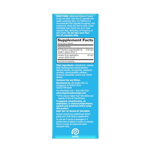 Digestive Advantage Lactose Defense Capsules (96 Count In A Box), Helps Breaks Down Lactose and Defend Against Digestive Upset, Supports Digestive and Immune Health, CFUs