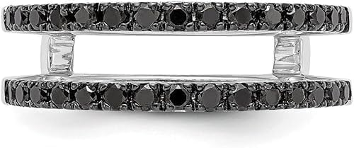 Finecreatio_usa- 0.50Ct Round Cut Lab Created Black Diamond Prong Set Woman's Enhancer Ring Guard Wrap Wedding Ring 14K White Gold Finish (white, 10)