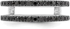 Finecreatio_usa- 0.50Ct Round Cut Lab Created Black Diamond Prong Set Woman's Enhancer Ring Guard Wrap Wedding Ring 14K White Gold Finish (white, 10)