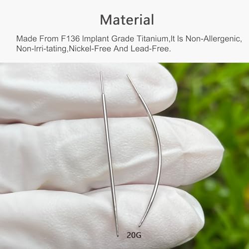 G23 Titanium Threadless Piercing Taper 16G/18G/20G Flat Back Earring Applicator Tool Insertion Pin for Push In Nose Lip Ear Tragus Helix Body Piercing Jewelry Stretcher Assistant Tool