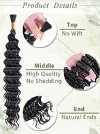 Human Braiding Hair for Boho Braids 20 Inch 100 g 4 Bundles Deep Wave Bulk Human Hair for Braiding No Weft 10A Curly Human Hair Extensions for Braids Wet and Wavy