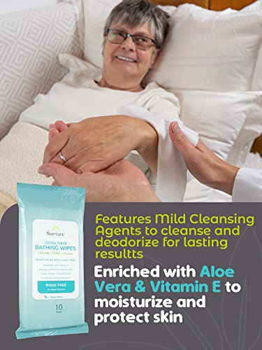 Nurture Valley XL Ultra Thick Body Wipes for Adults w/Aloe | 120 Extra Large Disposable Cloth, Waterless Shower Bath Wipe for Women, Men & Elderly