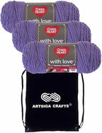 Red Heart with Love Lilac E400-1538 (3-Skeins - Same Dye Lot) Worsted Medium #4 Acrylic Yarn for Crocheting and Knitting with Project Bag