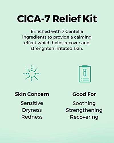 COSRX CICA Relief Kit | Toner, Serum, Cream with Centella Asiatica | Sensitive Skin, Soothing, Moisturizing | Travel Size Set, Gift Set, Korean Skin Care, Not Tested on Animals, Paraben Free