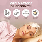 MATASSE Silk Bonnet for Sleeping with and without Adjustable Strap for Curly and Straight Hair - 22 Momme Sleep Cap, Real Mulberry on Both Sides