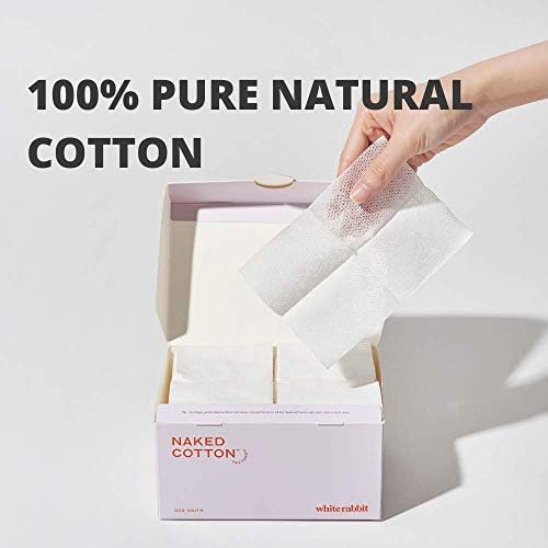 White Rabbit - NAKED COTTON Textured - Perforated Facial Cotton Pads - For Makeup Remover, Toner, Mask - 100% Cotton, Unbleached, Lint-Free - Exfoliating & Durable - Natural & Cruelty-Free - 100 Count