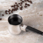 Fino Stainless Steel Turkish Coffee Pot - Professional 18/8 Warmer for Stovetop Coffee, Milk, Tea, Hot Chocolate - Delicious Daily Beverages - 6-Ounce