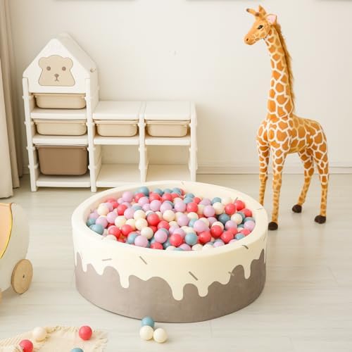 GOGOSO Ball Pit Balls for Toddler, Baby Plastic Playballs Kids Soft Pastel Pelotas Non-Toxic BPA-Free,Cream Pink+Blue+Purple+White,100 Balls