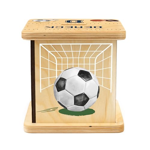 Wooden Piggy Bank for Kids and Adults, Personalized Gift Handmade in USA by BloomOwl, Custom Piggy Bank, Personalized Banks for Kids, Gifts for Baby Boys and Girls (Sports)