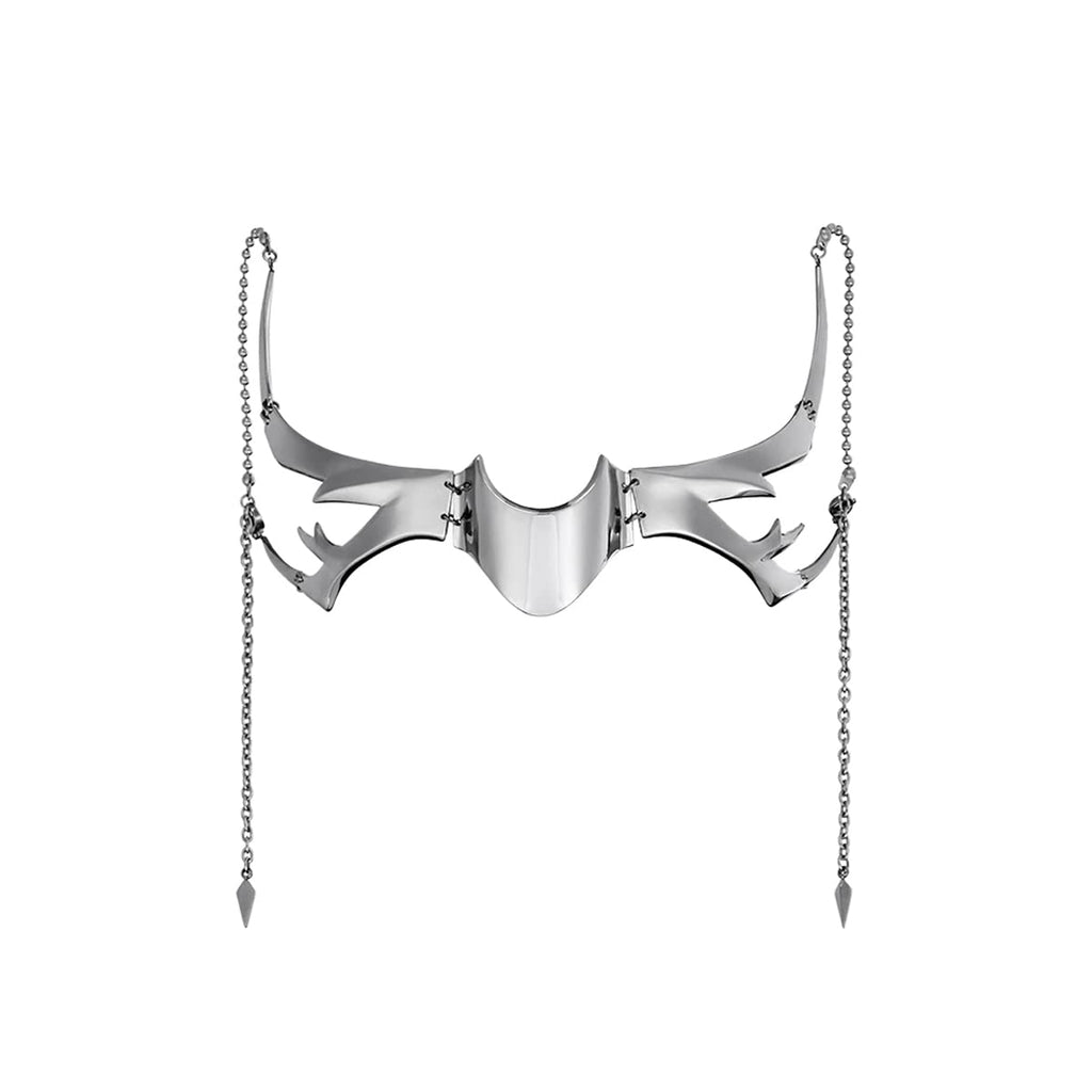 L'VOW Silver Metal Half Mask Face Chain Jewelry Cyborg Accessories, S1