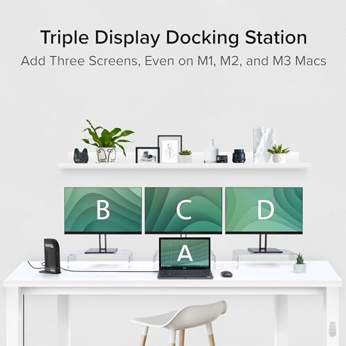 Plugable USB-C Triple Monitor Docking Station: 13-in-1 Laptop Dock with 100W Charging for Mac (DisplayLink Driver Required), Windows, Chrome, 3 HDMI, Gigabit Ethernet, SD, USB-C 20W, 4 USB - UD-ULTCDL
