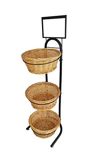 FixtureDisplays® 3 Tiers Wicker Market Basket Fruit Vegetable Bakery Goods Display Stand Pantry Kitchen Organizer 31042