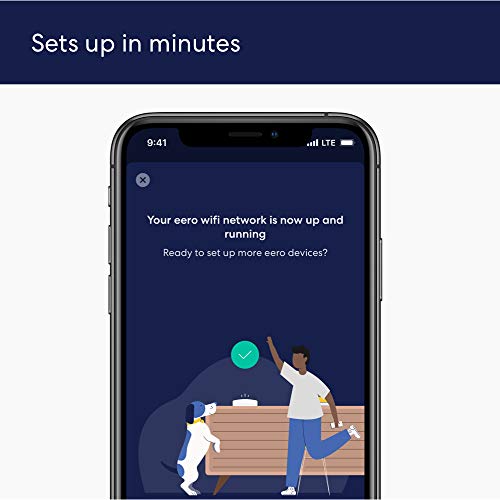 Amazon eero 6 mesh wifi system - Supports internet plans up to 500 Mbps, Coverage up to 3,000 sq. ft., Connect 75+ devices, 2-pack (1 router + 1 extender)