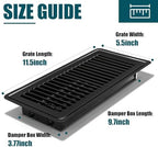 VOISEN Floor Register 4x10, 8 Pack Black Floor Vent Covers, Heavy Duty Steel Walkable Floor Vents,Vent Covers for Home Floor