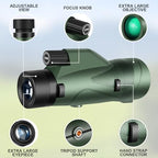 12x60 HD Monocular Telescope for Adults with Smartphone Adapter Tripod Hand Strap - High Power Monoculars Equipped with Large BAK4 Prism & FMC Lens - Suitable for Bird Watching Sports Hiking Traveling