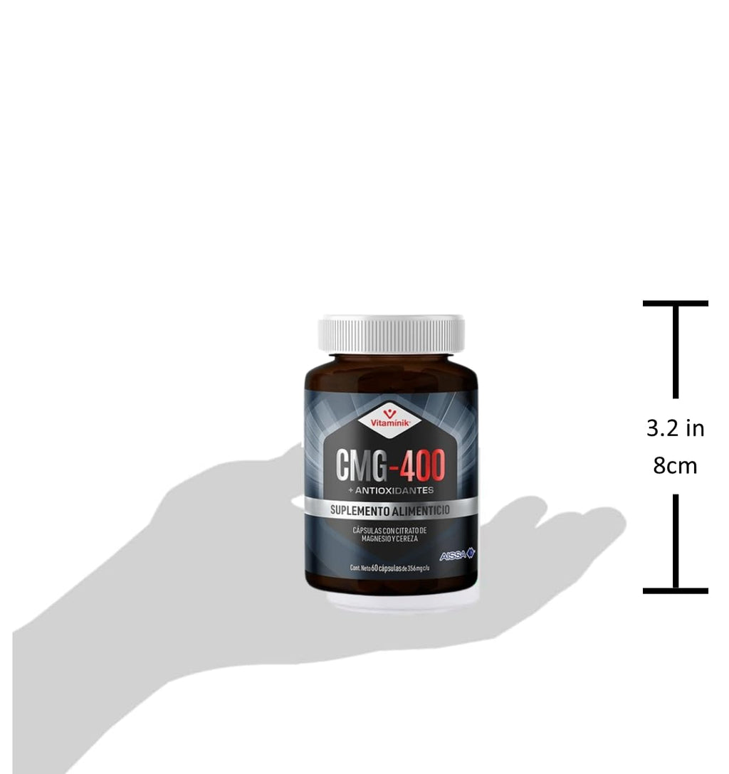 Vitaminik CMG-400 + Antioxidants | Magnesium Citrate with Cherry Powder | 60 Capsules | 1 Month Supply | Daily Dietary Supplement | Similares