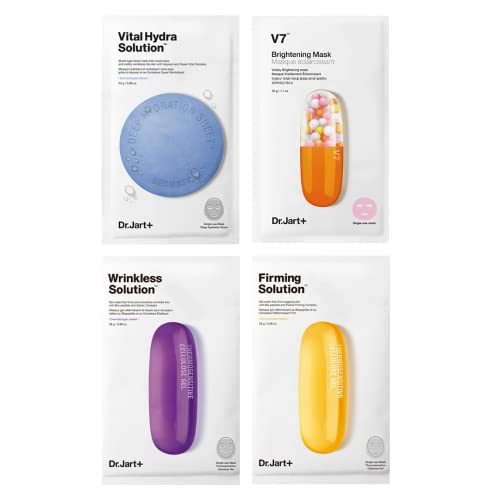 Home & More Dr.Jart Face Mask 6 Pack With Ceramidin Facial Barrier Mask and Vitamin - Sheet Mask in Korean Premium Skin Care Gift Set for Anti Wrinkle, Anti Aging, Hydrating - Storage Bag Included